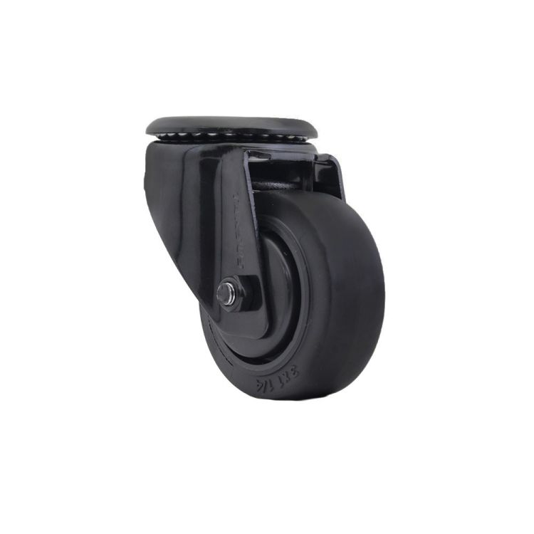 Zwenkwiel 75 mm met boutgat TPR zwart - TARSUS