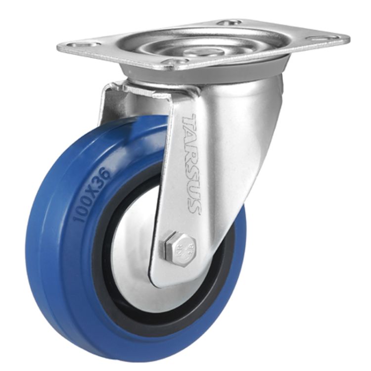 Swivel wheel 100 mm rubber blue - TARSUS