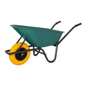 Wheelbarrow plastic container green 85 liter anti-puncture tire