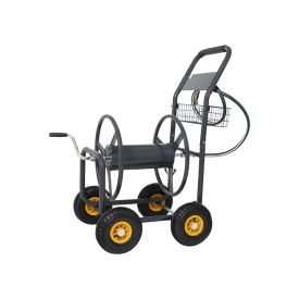 Garden hose reel cart with 4 wheels