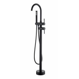 Freestanding bath mixer matt black with hand shower - QMIX600