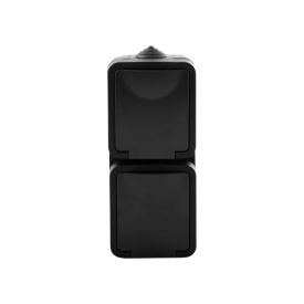 Surface-mounted wall socket - 2-way - vertical - Black