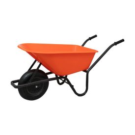 Kruiwagen luchtband kunststof bak 85 liter oranje