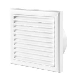 Plastic fixed louvre vent with insect screen 186x186 mm white