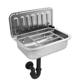 Set: Uitstortgootsteen RVS + emmerrooster + sifon