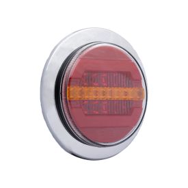 Round rear light with dynamic LED and chrome ring