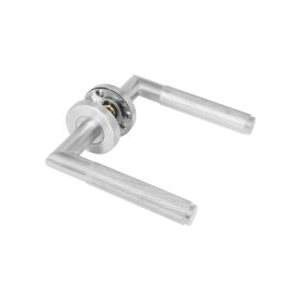Stainless steel door handles with cylinder rosette - cross diamond motif