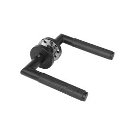 Black door handles with cylinder rosette - cross diamond motif