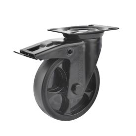 Zwenkwiel met rem 125 mm 120 kg TPR rubberband zwart - TARSUS