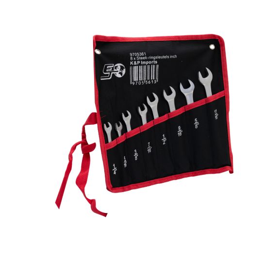8 x Inch open-end ring spanners