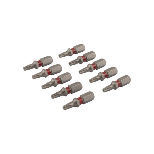 Torx screw bit 25 mm TX-15 red 10 pieces