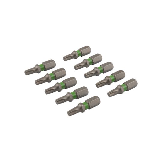 Torx screw bit 25 mm TX-20 green 10 pieces
