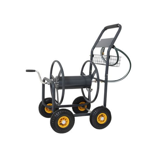 Garden hose reel cart with 4 wheels
