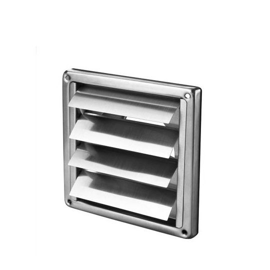 Air vent with self-closing blades stainless steel 155x155mm for Ø100mm