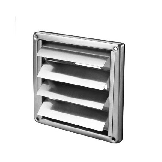 Air vent with self-closing blades stainless steel 185x185 mm for Ø125 mm
