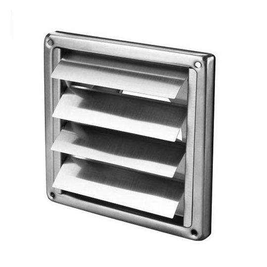 Air vent with self-closing blades stainless steel 185x185 mm for Ø150 mm
