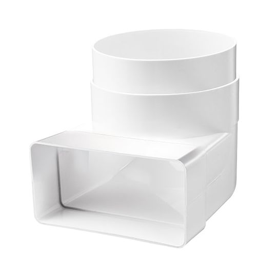 Ventilation duct flat 110x54 mm bend 90° vertical > ø100 mm