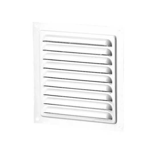 Aluminium fixed louvre vent with insect screen 150x150 mm white