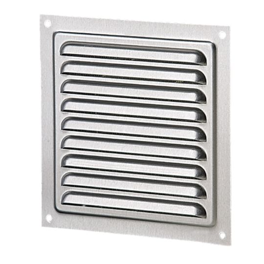 Stainless stell fixed louvre vent with insect screen 150x150 mm