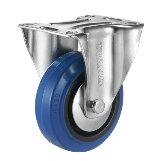 Fixed castor 125 mm rubber blue - TARSUS
