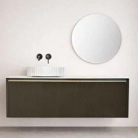 Milan badkamermeubelset 140 cm, 2 lades, topblad & wastafel, LED spiegel - antraciet