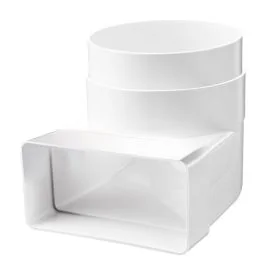 Ventilation duct flat 110x54 mm bend 90° vertical > ø100 mm