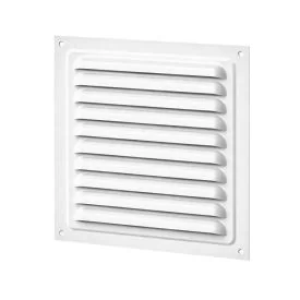 Aluminium fixed louvre vent with insect screen 150x150 mm white