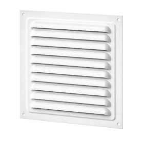 Aluminium fixed louvre vent with insect screen 195x195 mm white