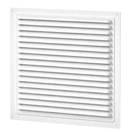 Aluminium fixed louvre vent with insect screen 300x300 mm white