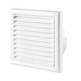 Plastic fixed louvre 154x154 mm white for Ø100 mm tube