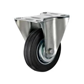 Fixed castor 75 mm black rubber - TARSUS