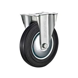 Fixed castor 200 mm black rubber - TARSUS