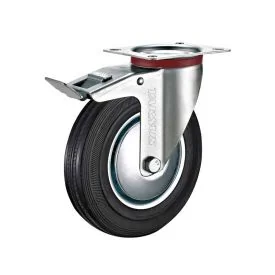 Swivel castor with brake 160 mm black rubber TARSUS