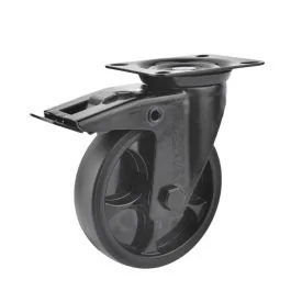 Zwenkwiel met rem 100 mm 100 kg TPR rubberband zwart - TARSUS